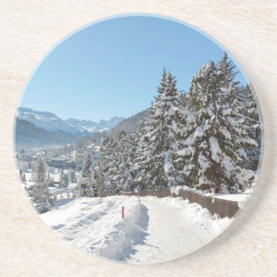 Winter in St. Moritz Zandsteen Onderzetter