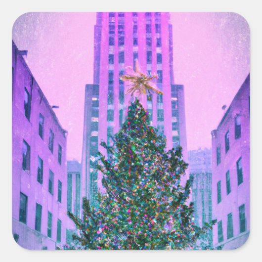 Winter in the City Vierkante Sticker (Voorkant)