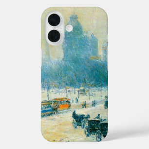 Winter in Union Square door Frederick Childe Hassa iPhone 16 Hoesje