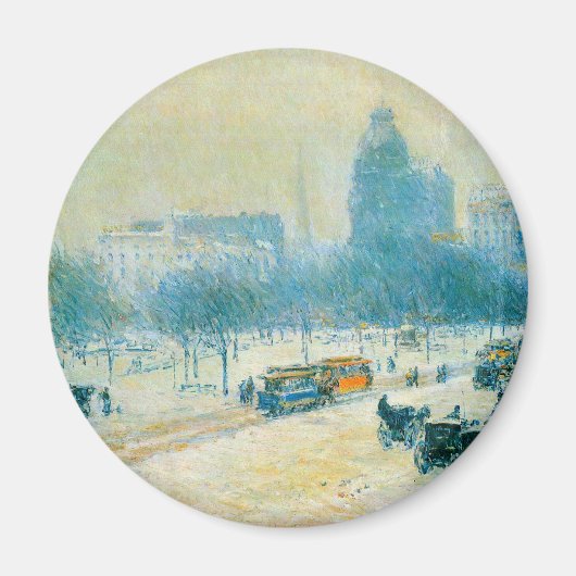 Winter in Union Square van Frederick Childe Hassam Magneet (Voorkant)