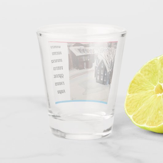 Winter in zeven talen shot glas (Achterkant)