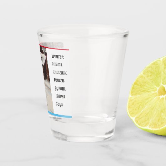 Winter in zeven talen shot glas (Rechts)