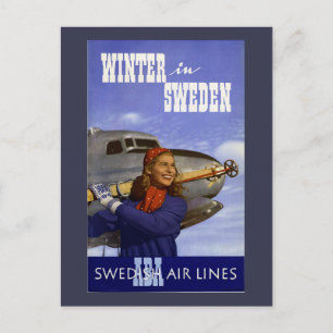 Winter in Zweden Vintage Travel Briefkaart