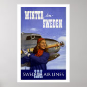 Winter in Zweden Vintage Travel Poster (Voorkant)