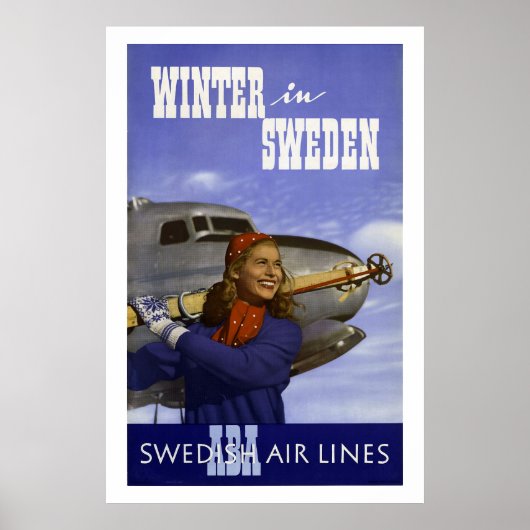 Winter in Zweden Vintage Travel Poster (Voorkant)