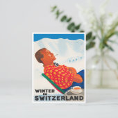 Winter in Zwitserland vintage-Briefkaart Briefkaart (Staand voorkant)