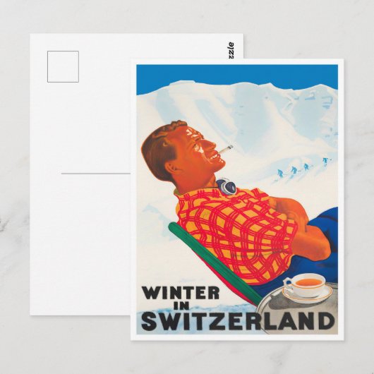 Winter in Zwitserland vintage-Briefkaart Briefkaart (Voorkant / Achterkant)