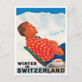 Winter in Zwitserland vintage-Briefkaart Briefkaart (Voorkant)