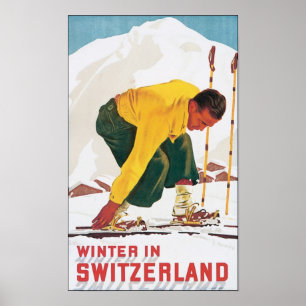 Winter in Zwitserland Vintage Travel Poster