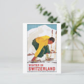 Winter in Zwitserland Vintage Travel Poster Briefkaart (Staand voorkant)