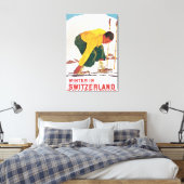 Winter in Zwitserland Vintage Travel Poster Canvas Afdruk (Insitu (Slaapkamer))