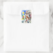 Winter ingesteld vierkante sticker (Tas)