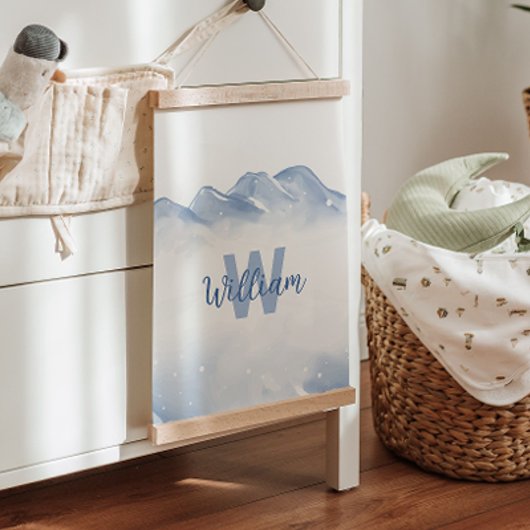 Winter Initiaal Monogram Naam Kwekerij Wanddecor Hangend Wandkleed