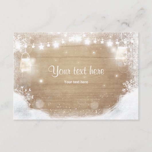 Winter Insert kaart Sneeuw Rustiek hout Mason pott (Voorkant)