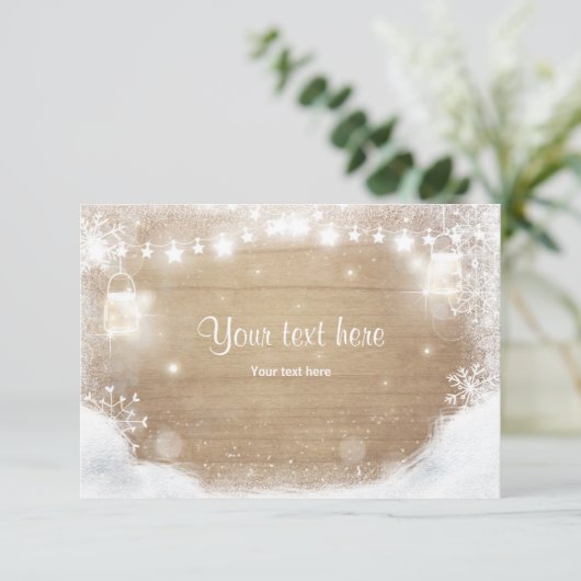 Winter Insert kaart Sneeuw Rustiek hout Mason pott (Staand voorkant)