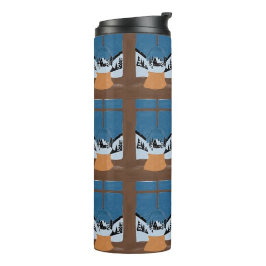 Winter Insulated Bottle - Snow Globe by the Window Thermosbeker (Gedraaid links)