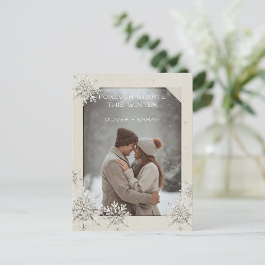 Winter intieme bruiloft diner nodigen briefkaart (Staand voorkant)