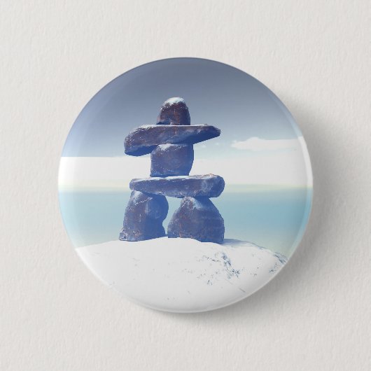 Winter-inukshuk-Button Ronde Button 5,7 Cm (Voorkant)