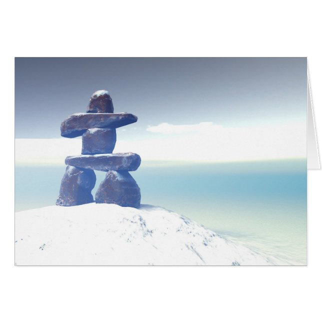 Winter-inukshuk-Kaart (Voorkant Horizontaal)