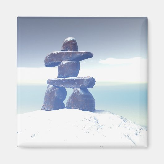 Winter inukshuk Magnet (Voorkant)