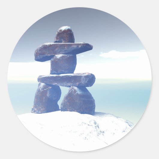 Winter-inukshuk-Sticker Ronde Sticker (Voorkant)