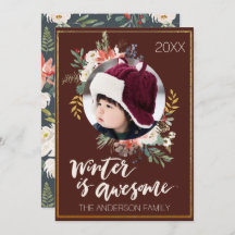 Winter is Geweldige Floral Photo Holiday Kaart