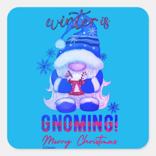 WINTER IS GNOMISCH GNOMISCH KERNCENome Vierkante Sticker (Voorkant)