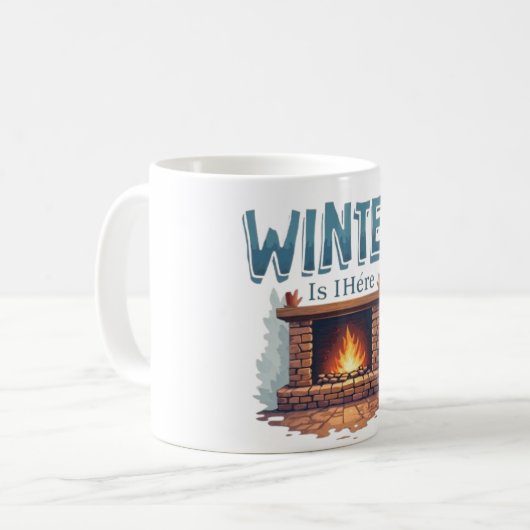 Winter Is Here Fireplace Mug – Cozy Fire Design Koffiemok (Voorkant links)