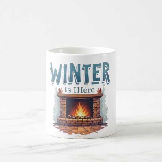 Winter Is Here Fireplace Mug – Cozy Fire Design Koffiemok (Center)
