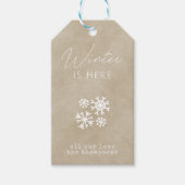 Winter is hier ・ Eenvoudige elegante typografie Cadeaulabel (Voorkant)
