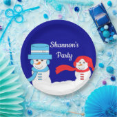 Winter is Quite Snowy: Dark Blue Papieren Bordje (Feest)