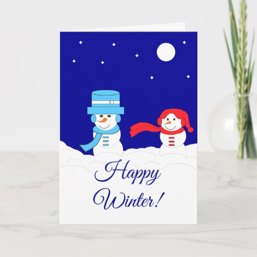 Winter is Sneeuwig: Donkerblauw Kaart (Voorkant)