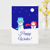 Winter is Sneeuwig: Donkerblauw Kaart (Gele Bloem)