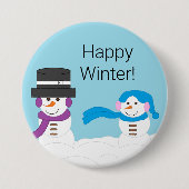 Winter is Snowy: Happy Winter Ronde Button 7,6 Cm (Voorkant)