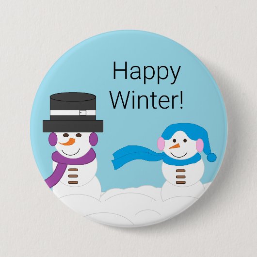 Winter is Snowy: Happy Winter Ronde Button 7,6 Cm (Voorkant)