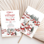 Winter It Take a Village Baby Shower Kaart