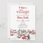 Winter It Take a Village Baby Shower Kaart (Voorkant)