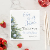 Winter It's Cold Outside Blue Bow Baby Shower Servet (Insitu)
