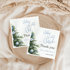 Winter It's Cold Outside Blue Bow Baby Shower Servet