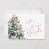 Winter It's Cold Outside Pink Bow Girl Baby Shower (Achterkant)