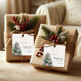 Winter It's Cold Outside Pink Bow Girl Baby Shower Bedankjes Labels