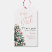 Winter It's Cold Outside Pink Bow Girl Baby Shower Cadeaulabel (Voorkant)