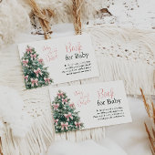 Winter It's Cold Outside Pink Bow Girl Baby Shower Informatiekaartje