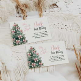 Winter It's Cold Outside Pink Bow Girl Baby Shower Informatiekaartje