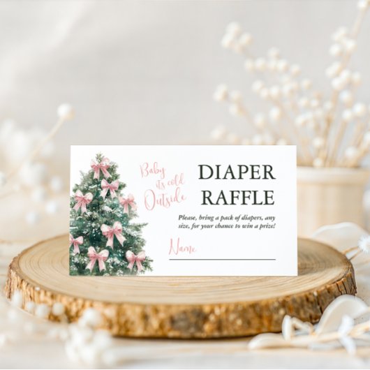 Winter It's Cold Outside Pink Bow Girl Baby Shower Informatiekaartje