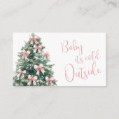 Winter It's Cold Outside Pink Bow Girl Baby Shower Informatiekaartje (Achterkant)