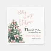 Winter It's Cold Outside Pink Bow Girl Baby Shower Servet (Voorkant)