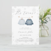 Winter Its Twin Brothers Baby Shower Invitation Kaart (Staand voorkant)