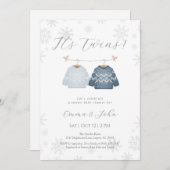 Winter Its Twin Brothers Baby Shower Invitation Kaart (Voorkant / Achterkant)