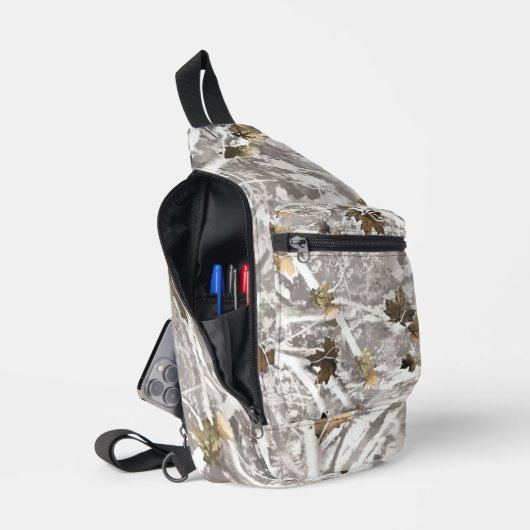 Winter jacht camouflage look sling bag (Open)